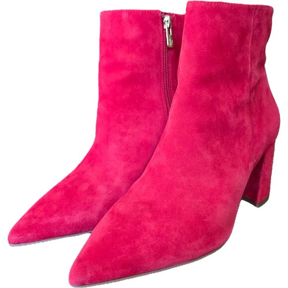 Antonio Melani Red Nubuck Leather Ankle Boots Modern Holiday 8.5 New(defects) - Picture 1 of 13